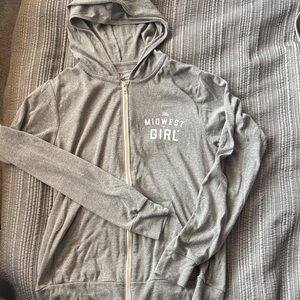 Midwest Girl Gray Zip-Up Hoodie